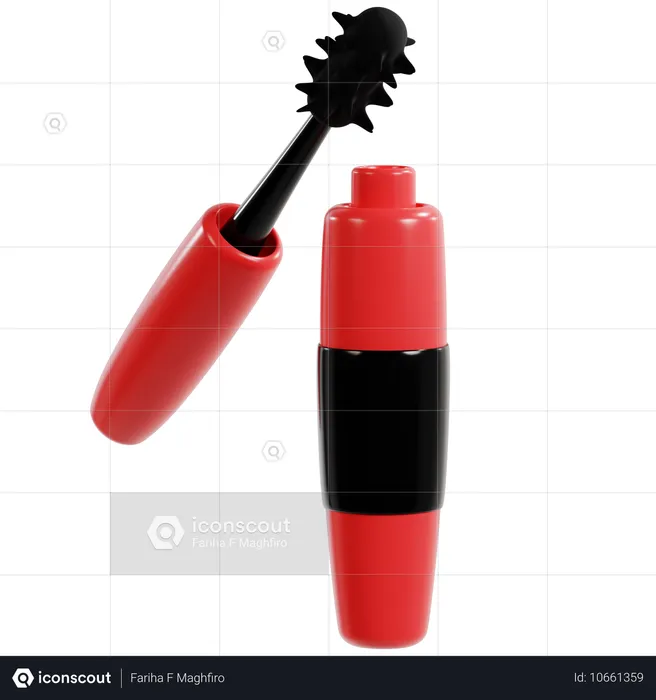 Tubo de rímel vermelho volumizador  3D Icon