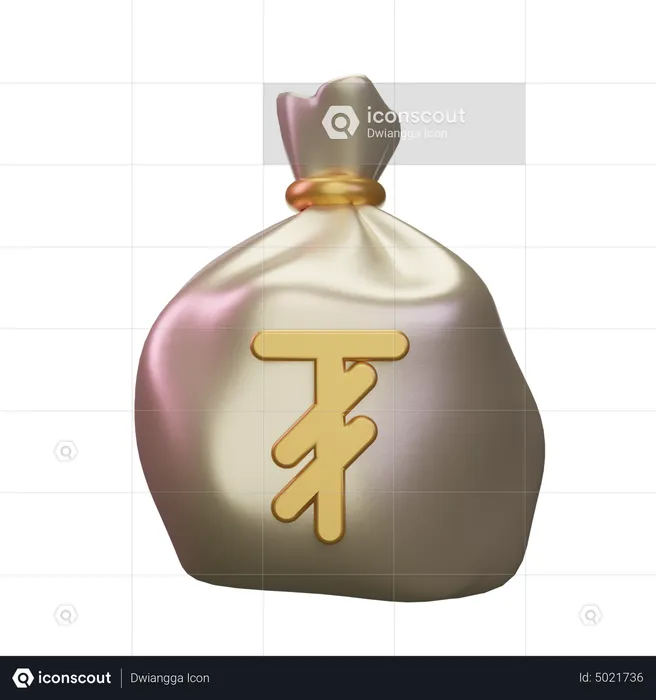 Tugrik Money Sack  3D Icon