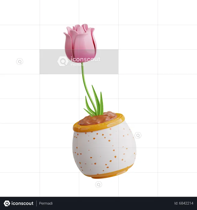 Tulip Flower Pot  3D Icon