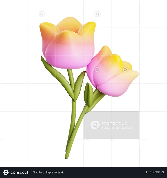 Fleurs de tulipes Emoji 3D Icon