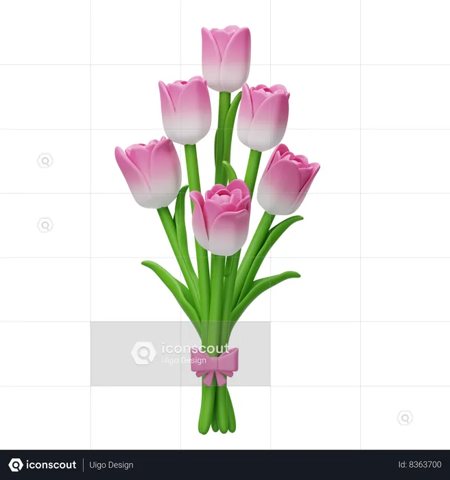 Tulips Bouquet  3D Icon