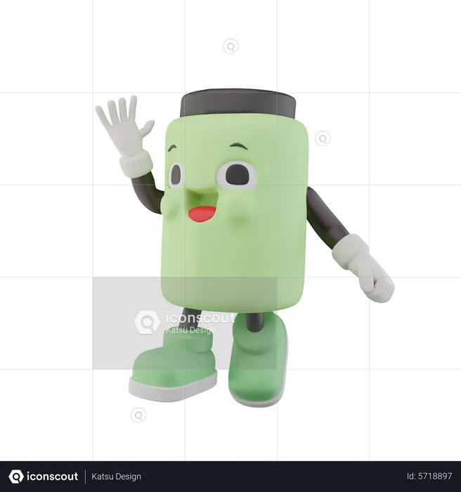Tumbler Bottle Drink Character say hello  3D Icon
