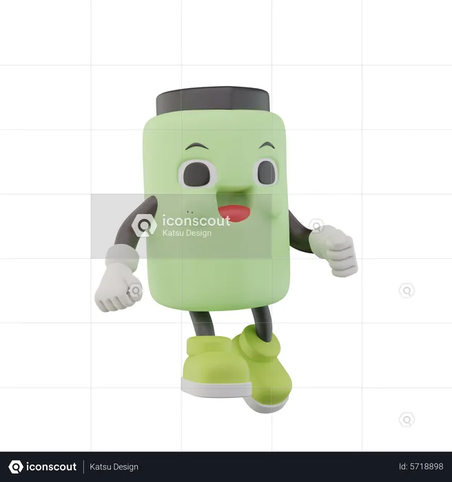 Tumbler Bottle Drink Character walking  3D Icon