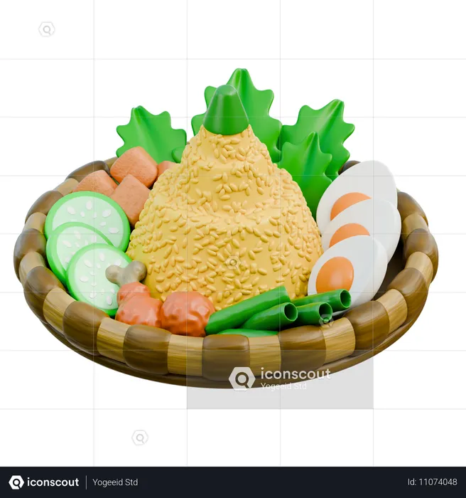 Cuisine traditionnelle indonésienne Tumpeng  3D Icon