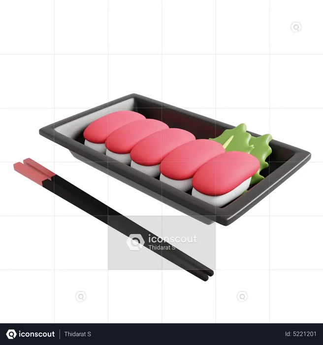 Tuna Sushi Set In Plastic Box  3D Icon