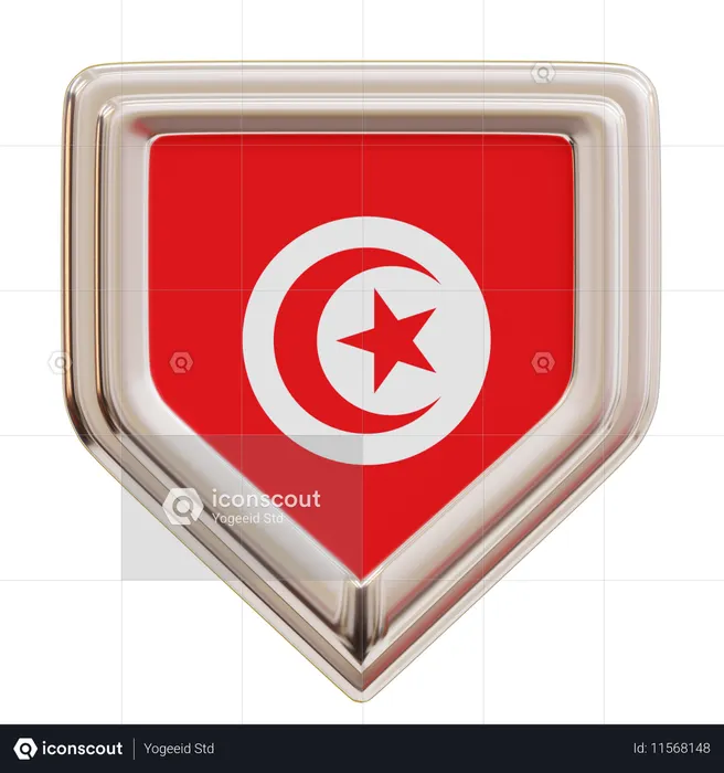 Tunisia National Emblem Flag 3D Icon