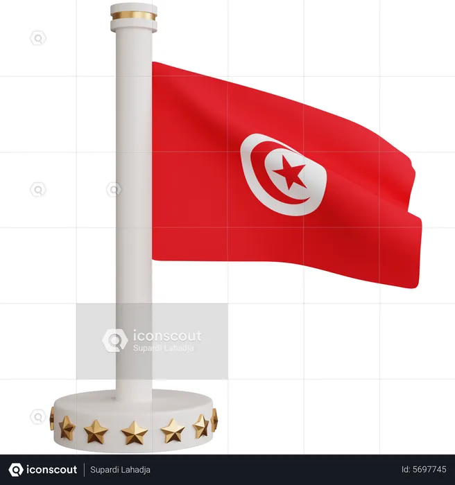 Tunisia national flag Flag 3D Icon