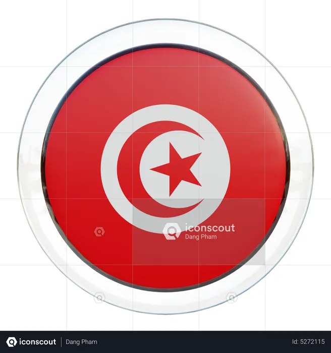Tunisia Round Flag Flag 3D Icon