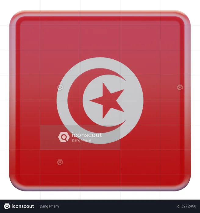 Tunisia Square Flag Flag 3D Icon