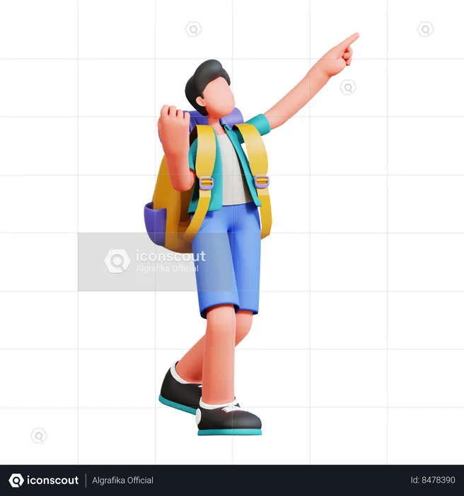 Turista masculino indo de férias  3D Illustration