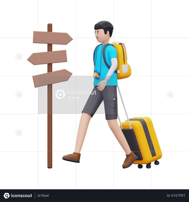 Turistas caminham em direção ao local  3D Illustration