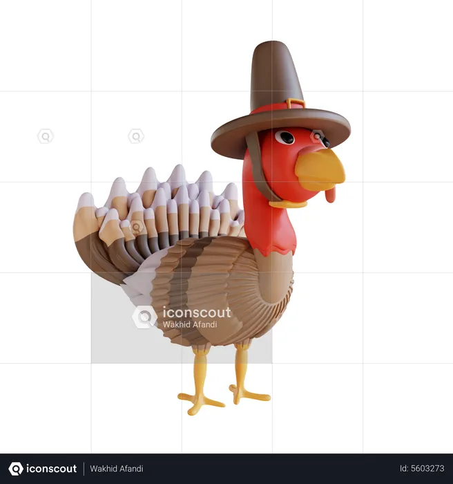 Turkey Bird And Hat  3D Icon