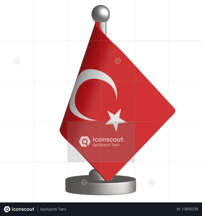 Turkey Desk Flag  3D Icon