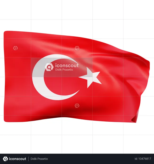 터키 국기 Flag 3D Icon