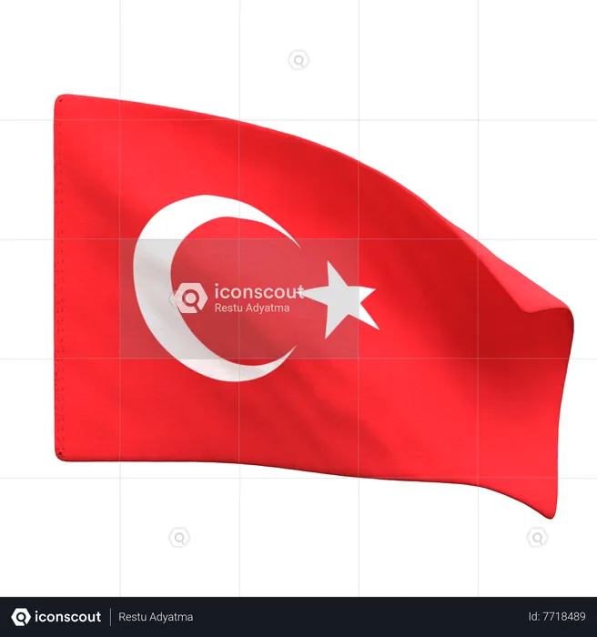 Turkey Flag Flag 3D Icon