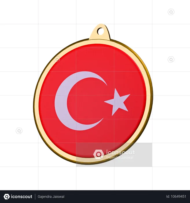 Turkey Flag Medal Badge Flag 3D Icon