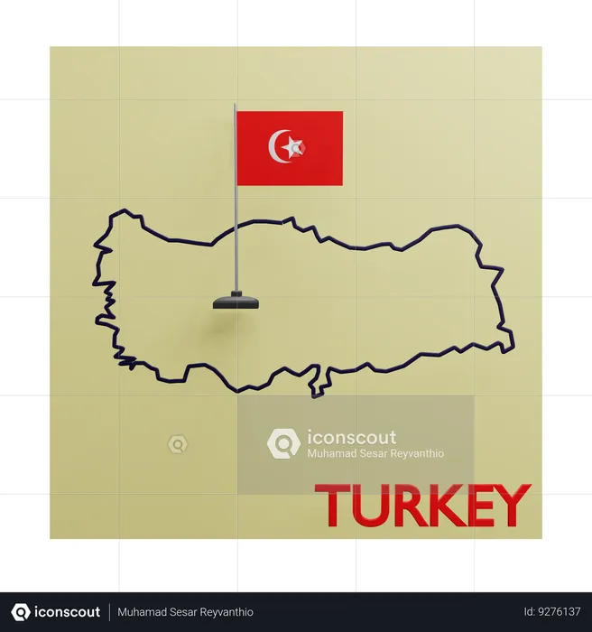 Turkey Map Flag 3D Icon