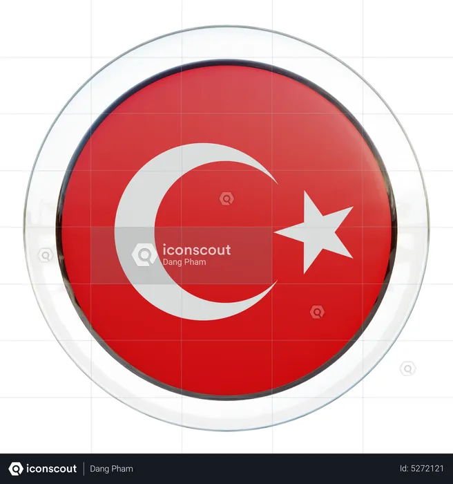 Turkey Round Flag Flag 3D Icon