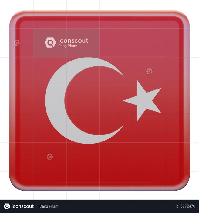 Turkey Square Flag Flag 3D Icon