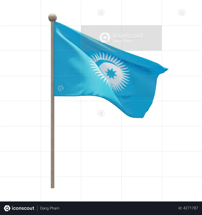 Turkic Council Flagpole Flag 3D Flag