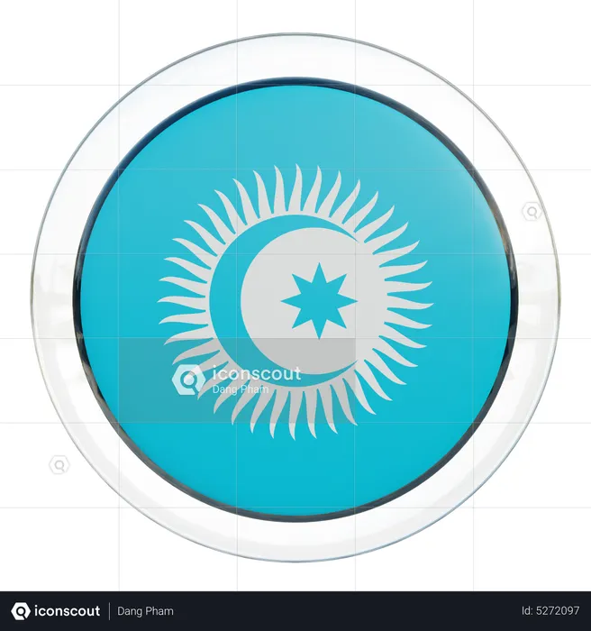 Turkic Council Round Flag Flag 3D Icon