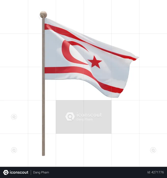 Turkish Republic of Northern Cyprus Flagpole Flag 3D Flag