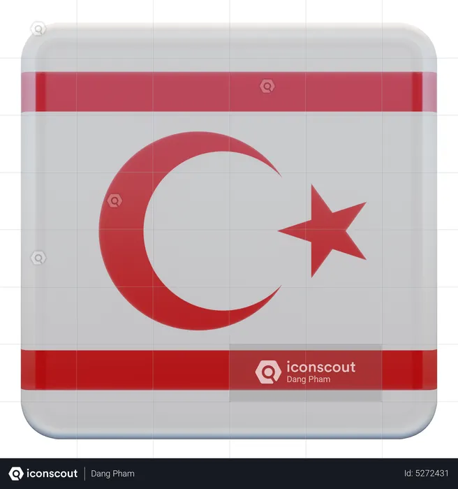 Turkish Republic of Northern Cyprus Square Flag Flag 3D Icon