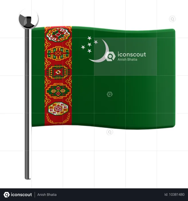 투르크메니스탄 Flag 3D Icon