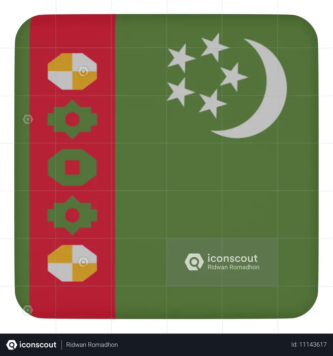 Turkmenistan Flag 3D Icon