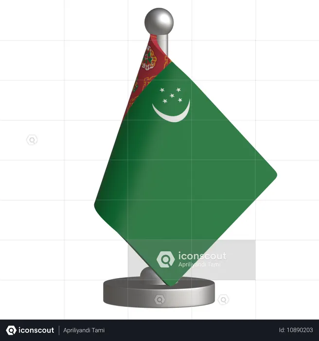 Turkmenistan Desk Flag  3D Icon