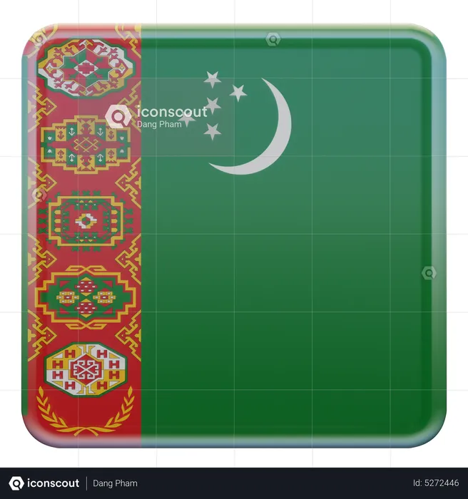 Turkmenistan Square Flag Flag 3D Icon