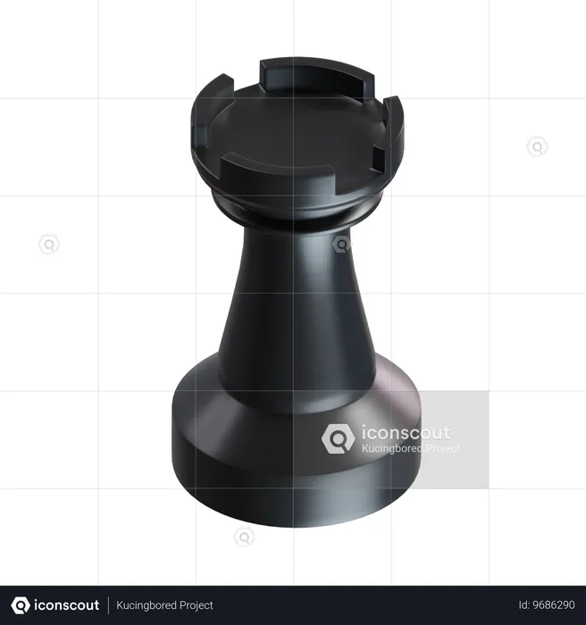 Turm Schachfigur schwarz  3D Icon