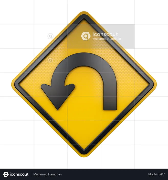 Turn Around Sign  3D Icon