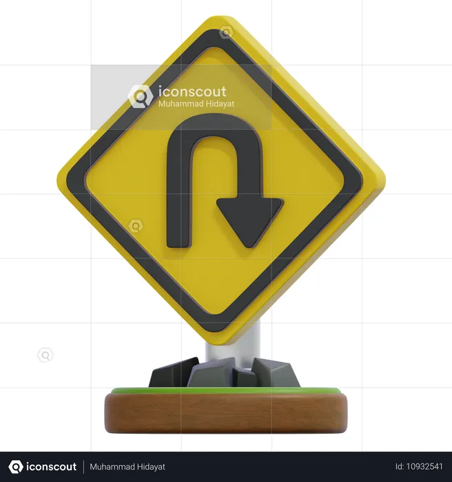 TURN BACK RIGHT SIGN  3D Icon