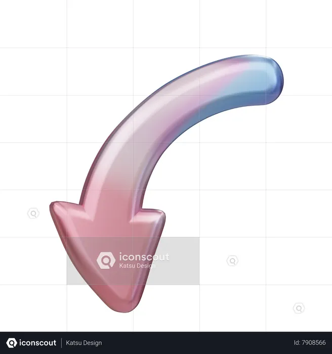 Turn Down Arrow 3D Icon Download In PNG, OBJ Or Blend Format