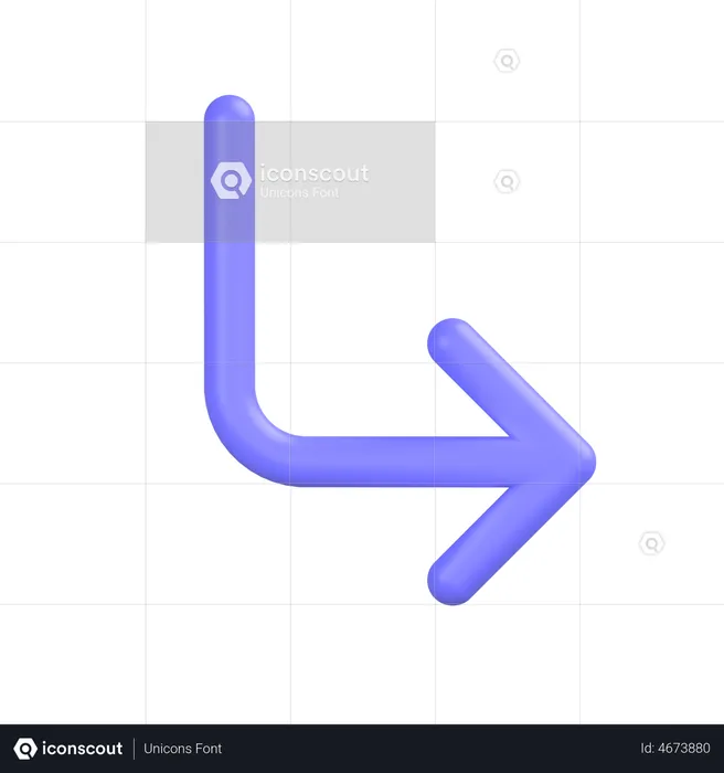 Turn-down-right  3D Icon