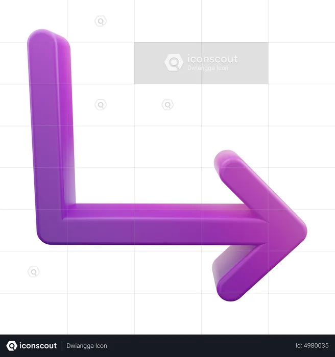 Turn Down Right Arrow  3D Icon