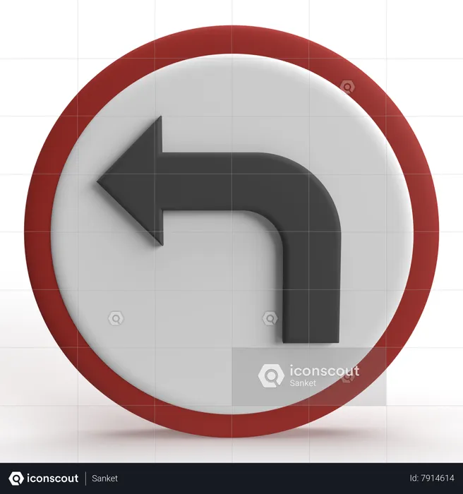 Turn Left  3D Icon