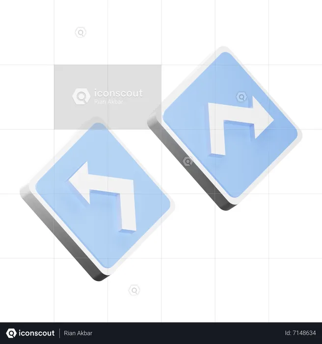 Turn Left And Turn Right 3D Icon - Free Download School & Education 3D ...