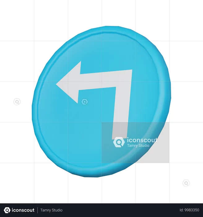 Turn left sign  3D Icon