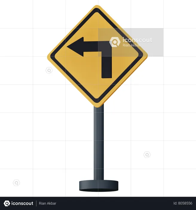 Turn Left Sign  3D Icon