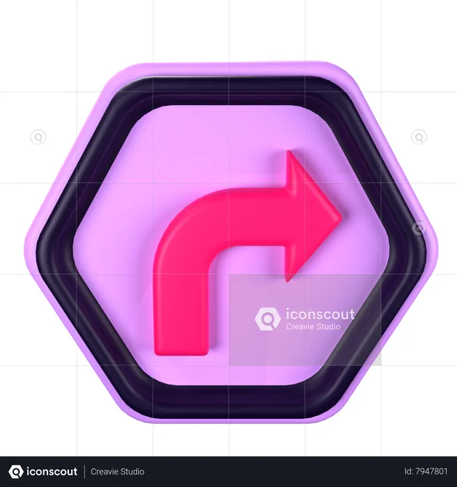 Turn Right  3D Icon