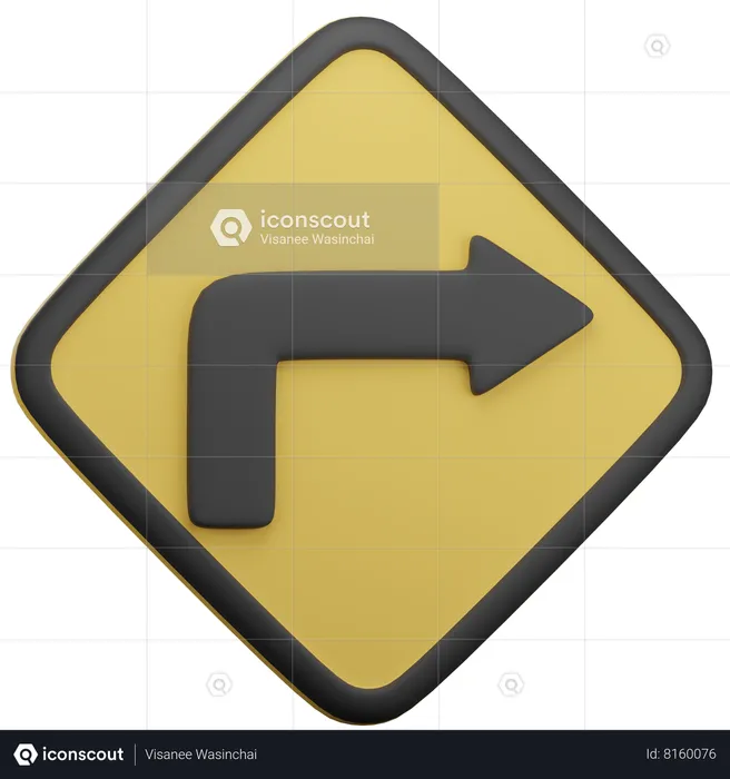 Turn Right Ahead  3D Icon