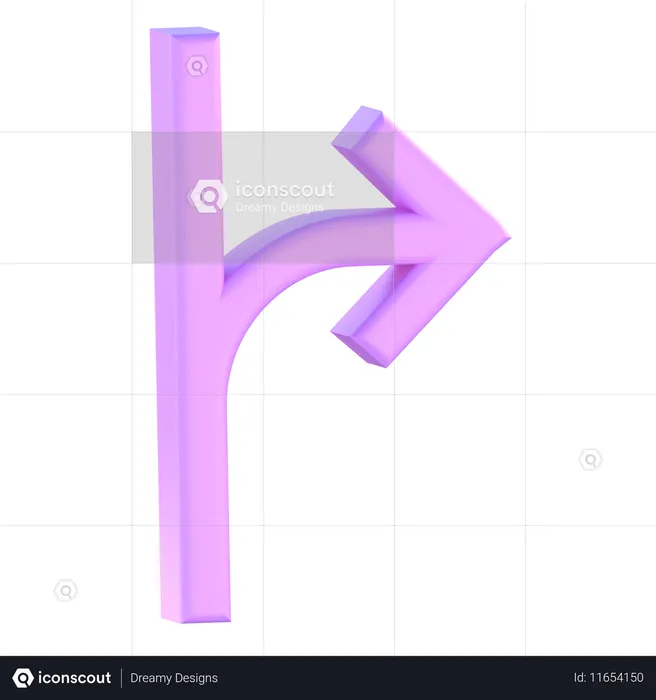 Turn Right And Straight  3D Icon