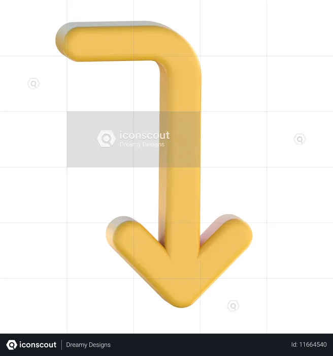 Turn Right Down  3D Icon