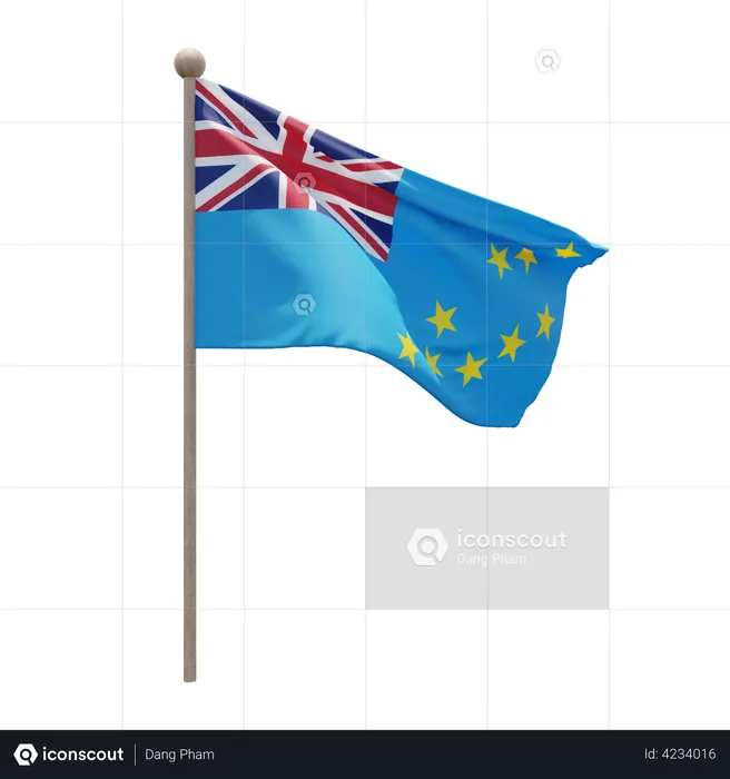 Tuvalu Flag Pole  3D Flag