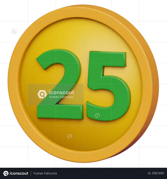Twenty Five Coin  3D Icon