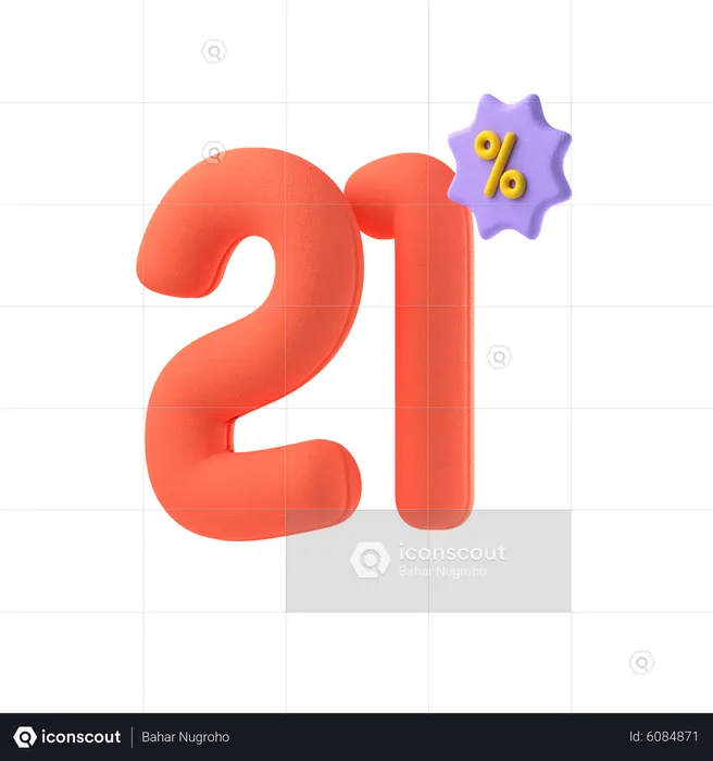 Twenty One Percent Discount  3D Icon