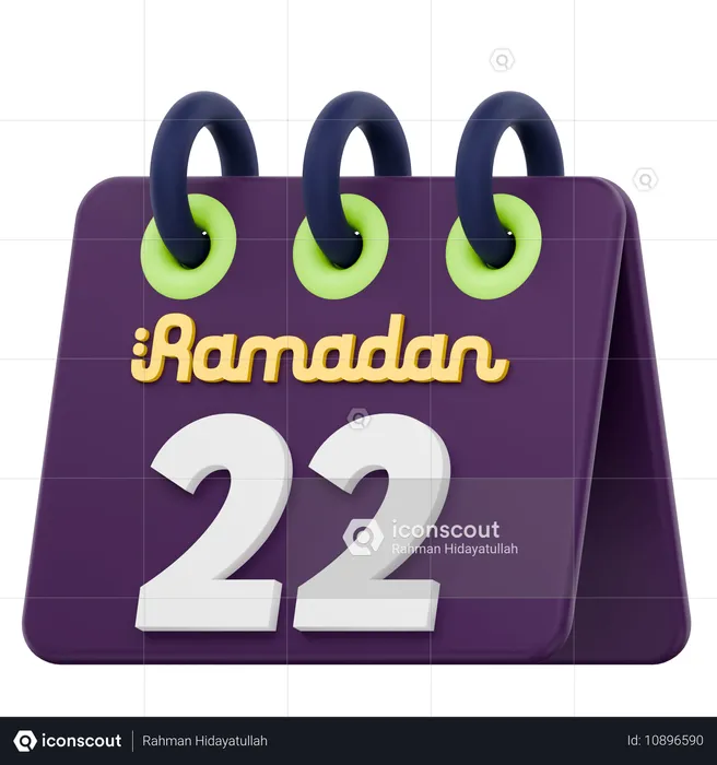 Twenty Second Day Of Ramadan Calendar Ramadan Celebration  3D Icon