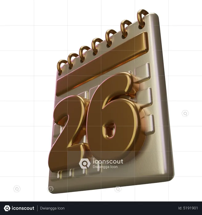 Twenty Six Calendar  3D Icon